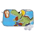 thumbnail image 2 of Lsque Dinosaur Riding a Motorcycle Car Windshield Sun Shade | Accordion Folding Style Auto Shade for Car Truck SUV Van | Blocks UV Rays Sun Visor Protector | Small, 2 of 7