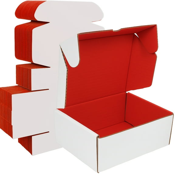 Ucanpack Red Mailer Boxes 14 x 10 x 6" (White Outside) - 25 Pack Corrugated Shipping Boxes, Red Shipping Boxes for Small Business Packaging Boxes Bulk Made in USA Custom Color Boxes