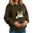 thumbnail image 2 of Stralyhd Cat Pouch Hoodie for Women Cozy Soft Sweatshirts with Large Pocket Fleece Warm Kangaroo Pouch Hoodie Long Sleeve Animal Holder Pullover Army Green S, 2 of 6