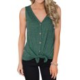 thumbnail image 3 of Xuanfei Women Button Down V Neck Front Tie Waist Sleeveless Top, 3 of 6