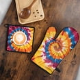 thumbnail image 5 of Colorful Rainbow Tie Dye Spiral Pattern Kitchen Oven Mitt and Pot Holder Sets 4 Pcs for Baking, Cooking and Grilling, Heat Resistant Up To 392 °F, 5 of 7
