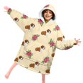 thumbnail image 4 of Saint Bernard and Roses Lamb Fleece Blanket Hoodies for Teens ,Teens Oversize Sherpa Wearable Hooded Blanket Sweatshirt with Super Pockets, 4 of 6