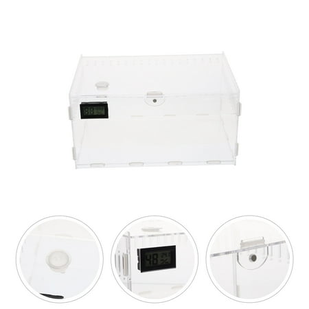 Omeite Transparent combination pet reptile box reptile breeding box reptile pet breeding box (30*20*15 with thermometer and hygrometer)