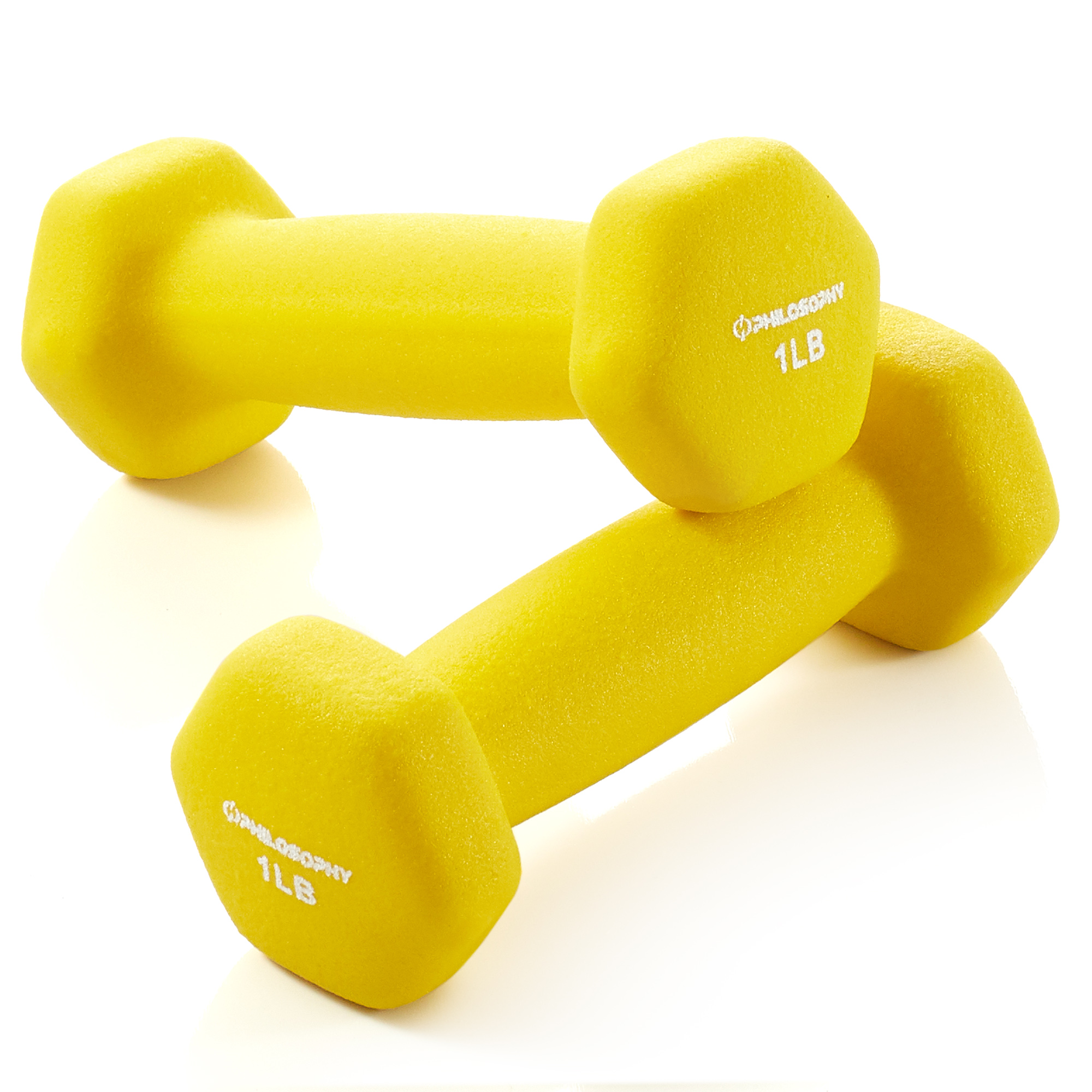 Philosophy Gym 1 lb Neoprene Dumbbell Pair, Yellow photo 1
