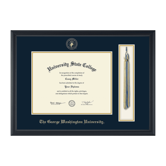 Framerly - GWU Tassel Diploma Frame with Navy and Gold Mat