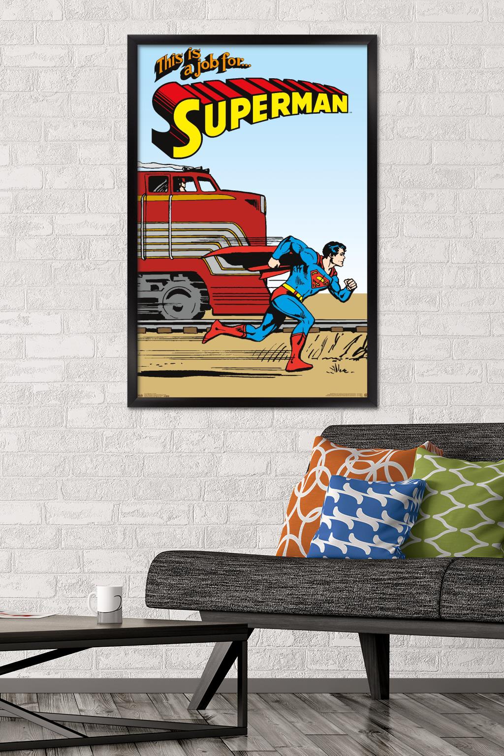 DC Comics - Superman - Vintage Wall Poster, 22.375" x 34", Framed