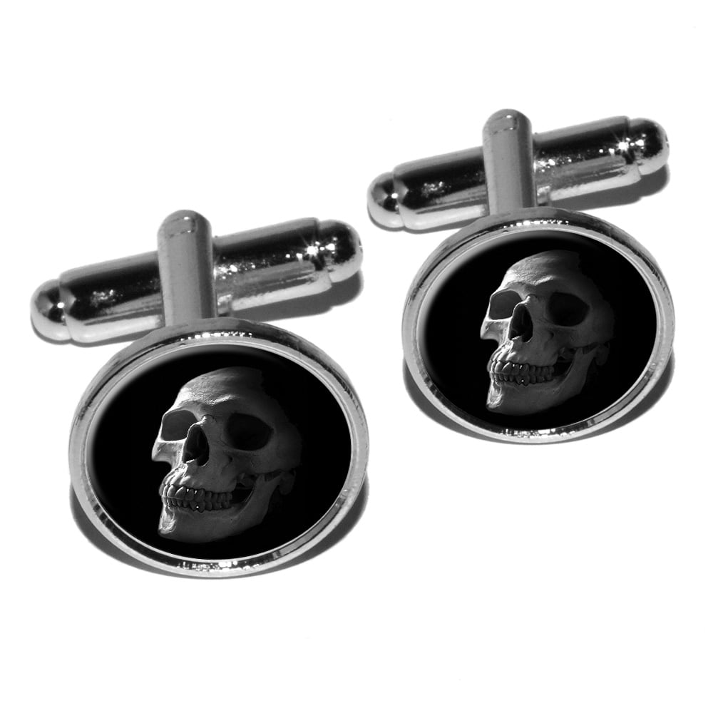 Quality Handcrafts Guaranteed Skull and Mustache Cufflinks 