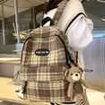 thumbnail image 2 of Mochila De tela de lana a cuadros para mujer, mochilas de libros para estudiantes, mochilas escolares para niñas adolescentes, mochila de viaje de gran capacidad, moda, 2 of 4