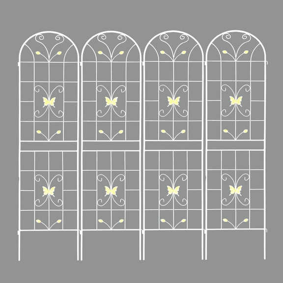 4 Pack Large Garden Trellis 86.7"H x 19.7" W Heavy Duty Rustproof White Iron Plant Trellis for Potted Plant Support Metal Climbing Rose Trellis Vine Vegetable Cucumber