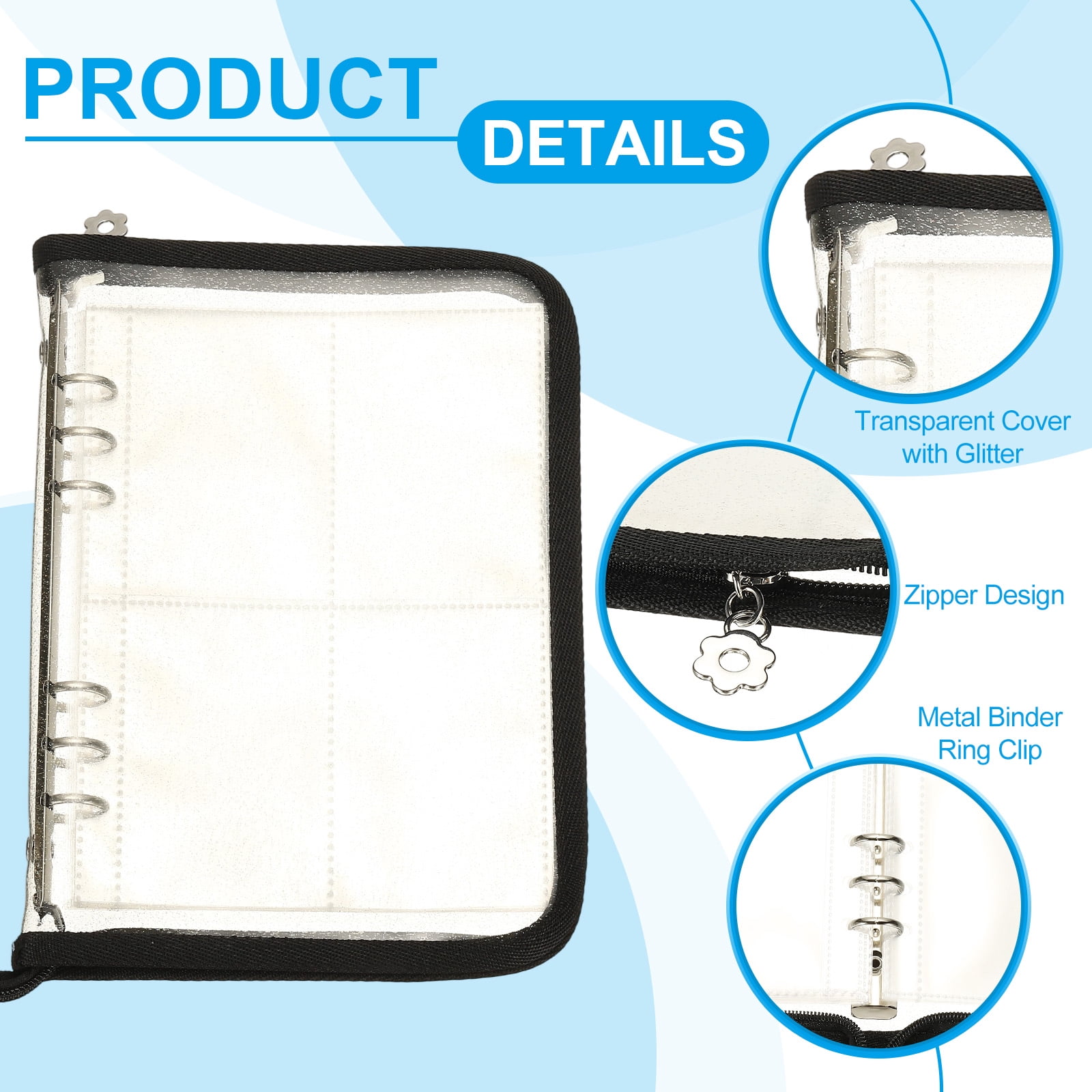 Uxcell Sticker Organizer Binder, Reusable A5 Album with 180 Pocket, Black