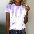 thumbnail image 2 of Summer Tops for Women Boho Floral Elegant Tunics Short Sleeve Basic Tees Round Neck Loose Fit Crew Neck Blouse and Shirts Women T-Shirts, 2 of 4
