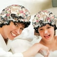 thumbnail image 6 of Shower Caps,Dachshund and Flower Waterproof Shower Cap for Women 4 Pieces,Double Reusable Hair Cover for Shower PEVA Elastic Stretch Hem, 6 of 7
