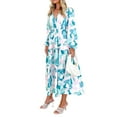thumbnail image 2 of Liacowi Women's Boho Floral Midi Dress Long Sleeve V Neck Tiered Smocked Beach Flowy Long Dress, 2 of 9