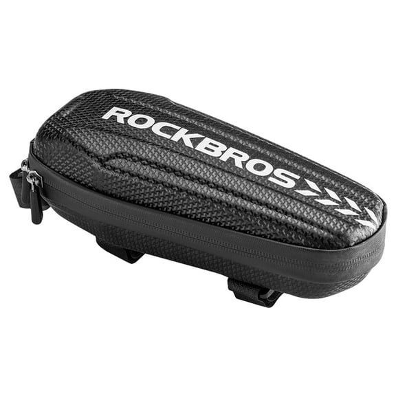 ROCKBROS Bicycle Frame Bag Bike EVA Hard Shell Waterproof Top Tube Frame Bag Carbon 1.1L Capacity Carbon Texture Zipper Seperated Inner Storage Cycling Bags