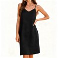 thumbnail image 2 of ClodeEU Women's V Neck Sleeveless Slip Dress, Casual Spaghetti Strap Midi Dress Black,Women's Plus L, 2 of 7