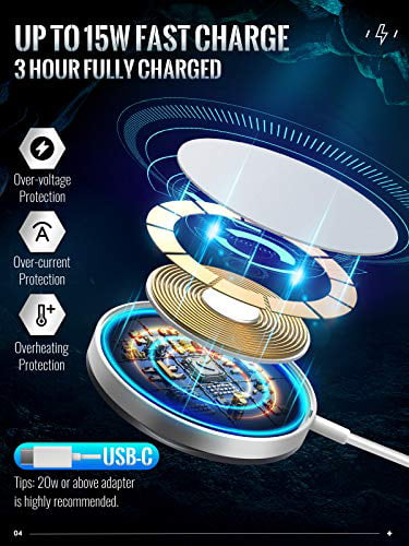 Fast Wireless Charging Pad with Folding Stand Gray Compatible with iPhone 12/12 Pro Max/12 Pro/12 Mini Timovo Armor Wireless Charger iPhone 12 Type C Cable 3.3ft Magnetic iPhone Charger with 1m
