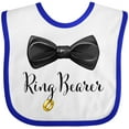 thumbnail image 3 of Inktastic Ring Bearer Black Bow Tie and Gold Wedding Ring Boys Baby Bib, 3 of 4