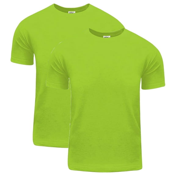 2 Pack Shaka Wear Men's Active Comfort Cotton Short Sleeve Crew Neck T-Shirt - Lime Green - Small
