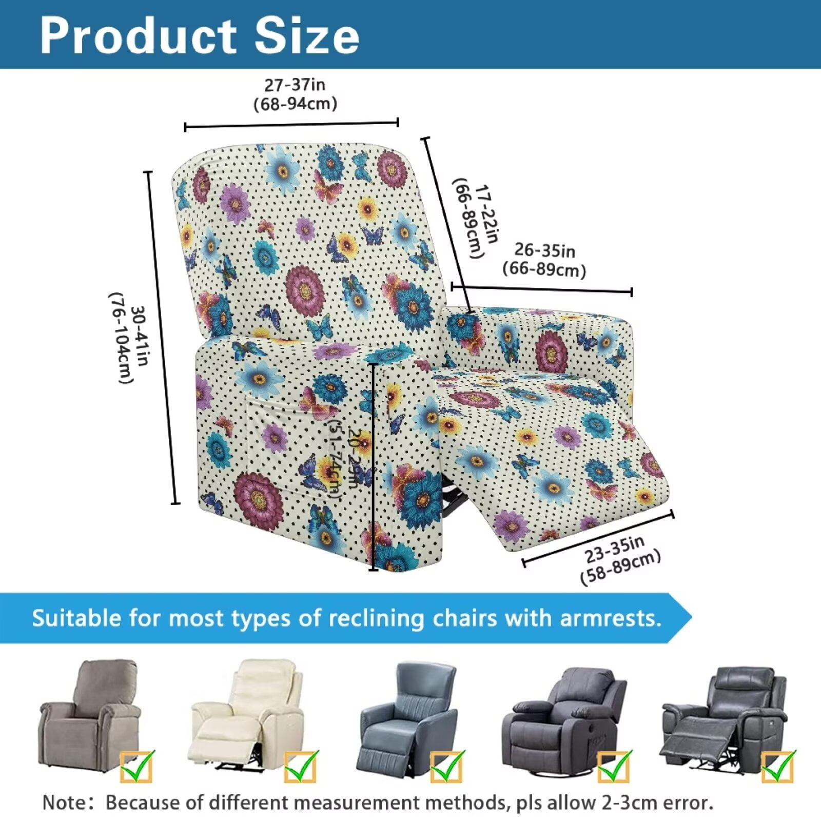 Yuyamidu Boho Reclining Chair Covers 4 Pieces Mandala Flower Recliner Covers That Stay in Place Easy to Install Lazyboy Cover for Recliner Chair Gift for Housewarming
