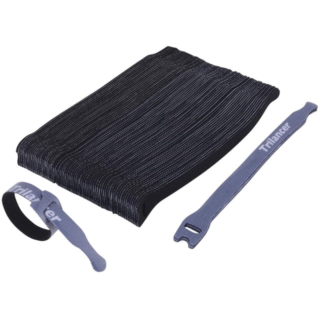 Attaches de Câble Réutilisables, Pack de 50 Organisateur de Câble de Fixation de Cordon Réglable Trilancer, 20 cm (Noir)