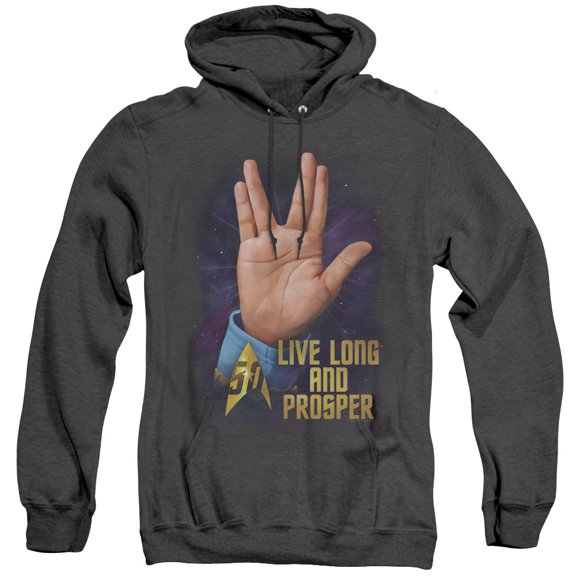 Star Trek Llap 50 Adult Heather Hoodie Sweatshirt Black