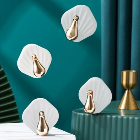 

Adhesive Wall Hooks Decorative Wall Door Self Adhesive Hanger Hooks Heavy Duty For Hanging Coats Clothes Hat Keys Purse Kitchen Towels Hook Waterproof Shower Room Sticky Hooks 4PCS