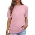 thumbnail image 1 of Liquidation! Uooqdmx Chemises à Manches Courtes pour Femmes, Hauts Crochet pour Femmes, T-Shirt Uni pour Femmes, Chemises Légères Col Rond Tunique Tricotée T-Shirt Basique, T-Shirts Basiques pour Femmes, Rouge TG, 1 of 5