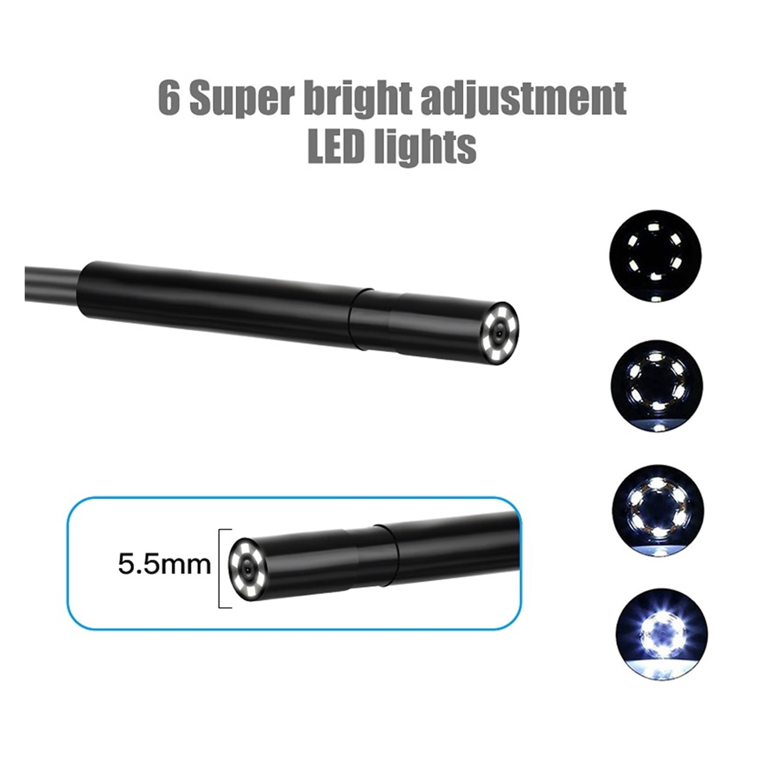 P30 Industrial Endoscope Camera 8mm/5.5mm/3.9mm Semi-rigid Snake Tube Cable Dual Lens only Camera Cable Without Screen Monitor ,Various Applicable