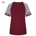 thumbnail image 1 of Camiseta de mujer Blusa de cuello redondo de manga corta con estampado de rayas, rojo vino, XL Inevent AP001776-29, 1 of 7