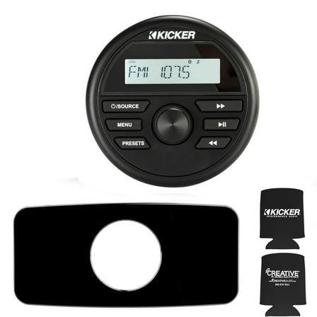Kicker 46KMC2 Waterproof Radio With Stinger Marine SEADASH3B Universal Marine 3" Radio Dash Kit - Black