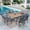 Wood-Grain, variant on Summit Living 9-Piece Outdoor Dining Set with Large Square Table & Textilene Chairs for 8-Person, Black & Gray Brown