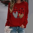 thumbnail image 1 of Styesk Chemises à Manches Longues pour Femmes Imprimé Cœur Hauts Confortables Doux Col Rond T-Shirts Chandail Mode Ample Léger Chandail en Molleton Graphique de la Saint-Valentin Décontracté, 1 of 3