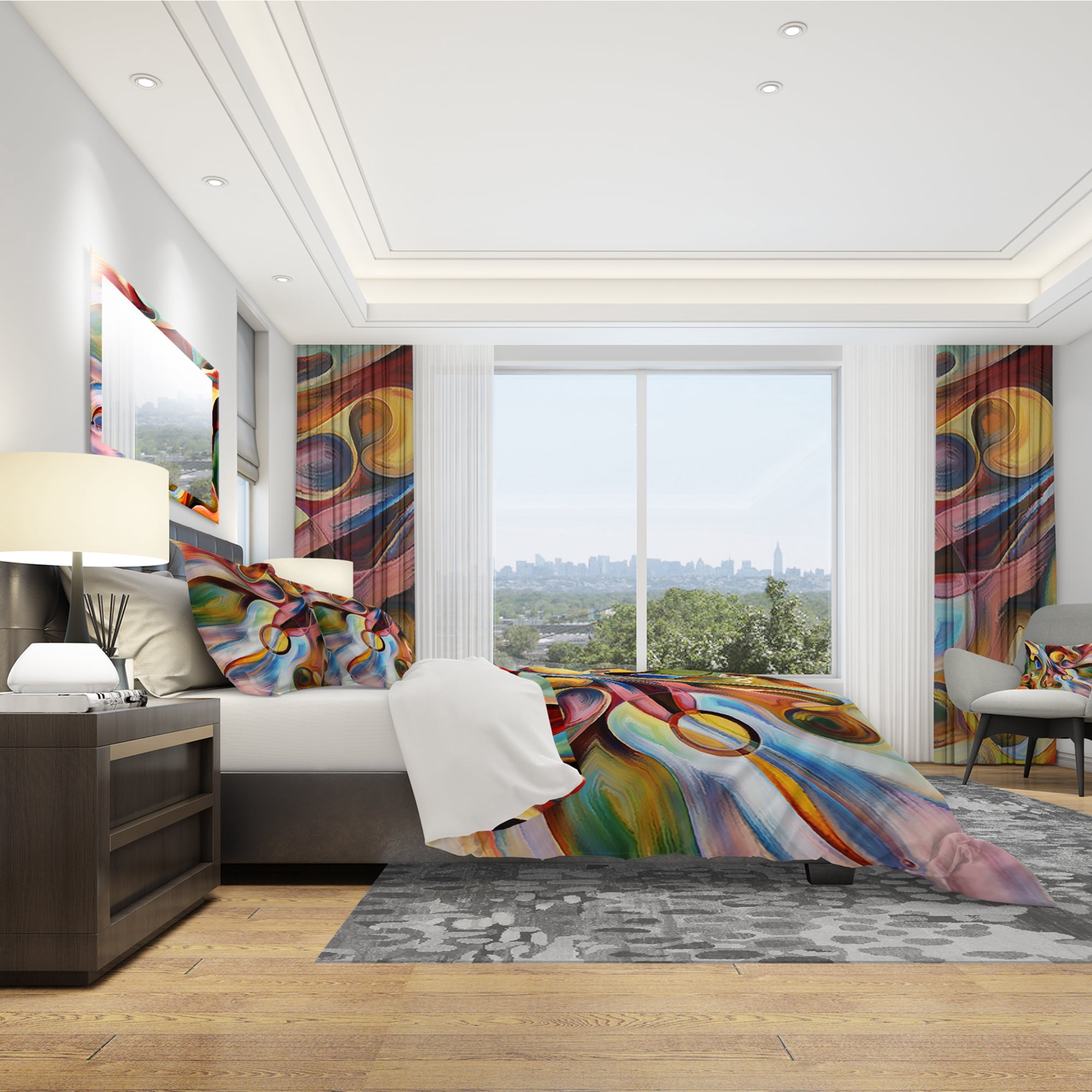 Designart 'Music Beyond The Frames' Modern & Contemporary Duvet Cover Set