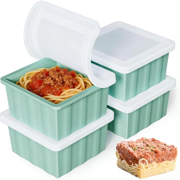 Bandejas de Silicona para Congelador Hielo y Sopa, 2 Tazas Grande Moldes para Congelar Sopa con Tapa, Bandeja de Cubito de Alimento, Libre de BPA, Perfecto para Congelar Hielo Sopa Salsa Caldo
