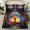 thumbnail image 6 of Castle Fairy Tree Of Life 4-Piece Full Size Sheets,Gradient Galaxy Bed Sheets,Bohemian Theme Lightweight Sheet Sets,Microfiber Teenager Bedroom Decor, 6 of 7