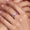 thumbnail image 4 of Gem Stone King 925 Sterling Silver Lab Grown Diamond and Pink Sapphire Engagement Ring for Women | 0.84 Cttw | Round 6MM | Gemstone April Birthstone | Size 5, 4 of 6