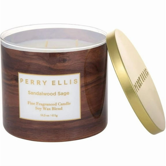 Perry Ellis Ladies Sandalwood Sage Soy Wax Blend 3 Wick 14.5 oz Scented Candle 810044121698