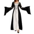 thumbnail image 6 of UPPADA Renaissance Fair Corset Dress Women Square Neck Bell Sleeve Medieval Irish Dresses Halloween Costume Victorian Ball Gown Black,L, 6 of 8