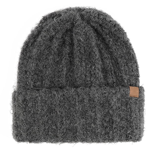 Gorro de lana de invierno cálido de poliéster de punto suave para mujer