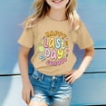 thumbnail image 2 of MIXUE Kids Girls Tops & T-Shirts Summer Back To School Letter Print Round Neck Short Sleeve Loose Casual T Shirts Daily-Wear,Beige,6-7 Years, 2 of 4