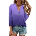 thumbnail image 2 of Raeneomay Button Down Shirts for Women Women's Tops Fashion Solid Button Shirt Female V-Neck Loose T-Shirt Blouse, 2 of 5