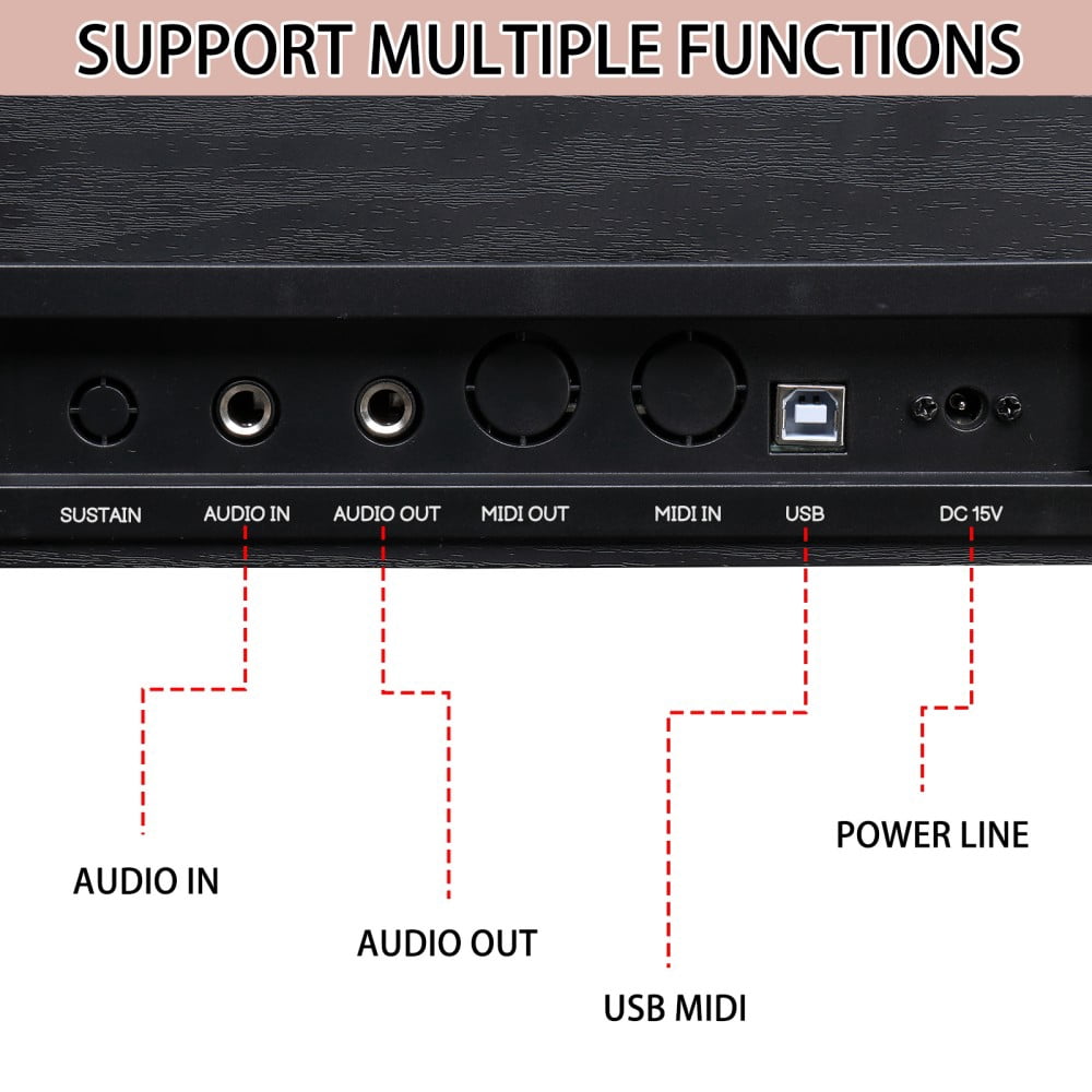 88 Keys Full Weighted Keyboard, Electric Digital Piano with Soft/Sustain/Sostenuto Pedals, Dual Bluetooth and 2 Stereo Speakers for Beginner, Professional, GDP-105, Black