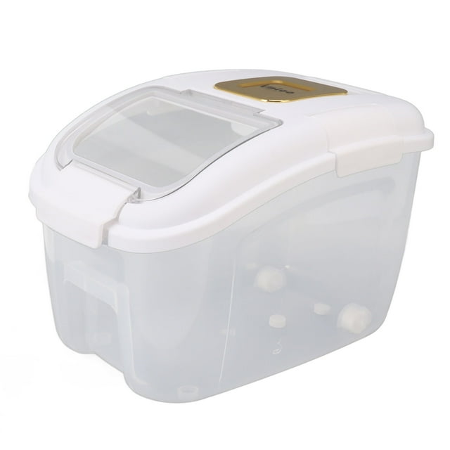 Food Storage Container, Large Capacity Flip Cover Rice Storage Bin Multipurpose With Roller Wheel For Flour For Home For Nuts White,Green