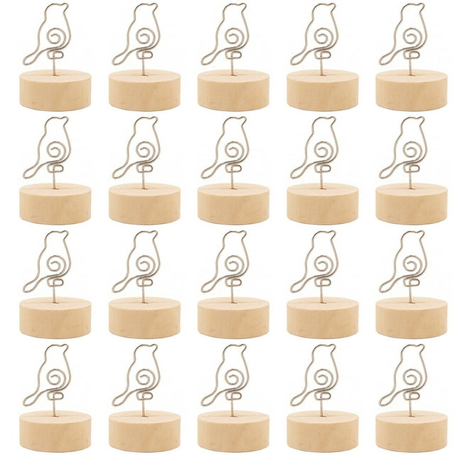 Place Card Holder Wooden: 20PCS Mini Photo Note Clip Holder Wire Picture Holder