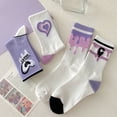 thumbnail image 6 of vnanda Four Seasons Women Socks 1 Pair Mid-calf Socks Korean Heart Embroidery Kawaii Hop Color Matching Anti-slip Soft No Odor Sweat Absorption Lady Four, 6 of 8