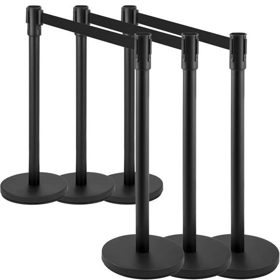 AOILE 2/4/6 Packs Crowd Control Barriers, 36" Stainless Steel Stanchions with 6.5Ft Retractable Belts, Heavy-Duty Line Dividers for Store Queues, Events, Airports, Theaters
