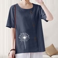 thumbnail image 4 of Lydiaunistar Women's Plus Size Spring Casual Blouse Tops Short Sleeve Round Neck Printed Button Down Shirt Soft Polyester Comfortable Fashion Tops for Women Navy, 4 of 6