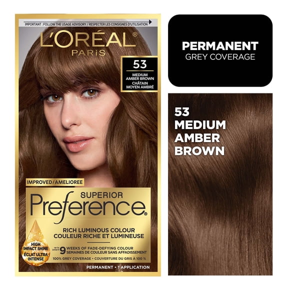 L'Oreal Paris Superior Preference Permanent Hair Color, Oil-in-Gel, Medium Amber Brown, 1 unit