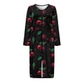 thumbnail image 4 of Xoenoiee Black Cherry Print Womens Robe Long Zipper Front Bathrobe Full Length Housecoat Soft Nightgown Sleepwear Nightdress for Ladies, Size L, 4 of 7