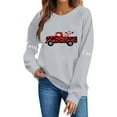 thumbnail image 4 of Valentine's Day Sweatshirt for Women Cute Graphic Pullover Oversized Fleece Vintage Love Truck Buffalo Plaid Hearts Gray,Size L, 4 of 6